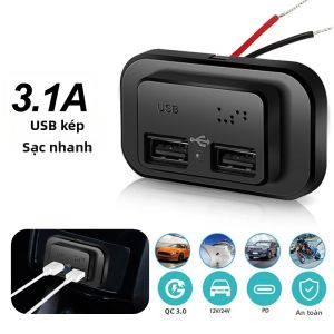 kebidumei | Bộ Sạc Xe Hơi USB Kép 4.8A 3.1A Có Đèn LED 12V 24V Bộ Chuyển Đổi Nguồn Cho Xe Máy Xe Tải ATV Ổ Cắm Sạc USB
