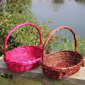 Handheld Wicker Fruit Basket Vegetable Egg Harvesting Picnic Basket Bamboo Handwoven Gift Basket  Style Chinese Style