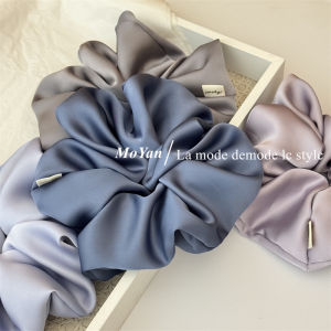 Korean Style Simplicity Real Silk Solid Color Fabric Large Bow Hair Ties High End Silky Head Ropes Elegant Versatile Hair Bands