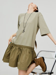 XIAODADEHUA | Casual Workwear Flared Skirt T-Shirt Dress