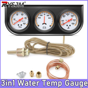 RYSJM | 52MM Water Temp Gauge Triple Gauge 3 In 1 Oil Pressure Gauge Voltmeter with Water Temp Sensor 21mm Voltage for Racing Car