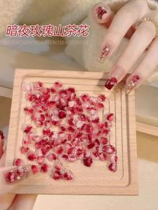 Best Selling Red Camellia Gradient Material Package Online Influencer Bow Rose Flower Chain Mix and Match Nail Art Ornament