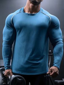 เสื้อยืดแขนยาวระบายอากาศแห้งเร็วสำหรับผู้ชาย ชุดออกกำลังกายฤดูใบไม้ร่วง ดูดซับเหงื่อ ชุดออกกำลังกายแบบผสมผสาน