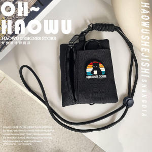 Black Cat Mini Wallet Car Key Bag Wallet Bank Card Bag Student Meal Card Bag Hanging Neck Bag