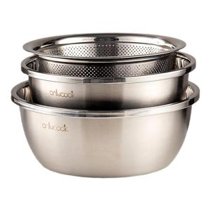 Onlycook Thickened 304 Stainless Steel Three-Piece Set Sink Vegetable Washing Basket Drainage Pan Water Filter Bowl Rice Sieve