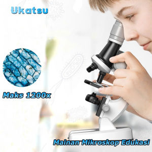 Easygoing【COD】1200X Mikroskop Biologi Mainan Mikroskop LED Kit Lab Rumah Sekolah Ilmu Pendidikan Mainan untuk Anak-anak