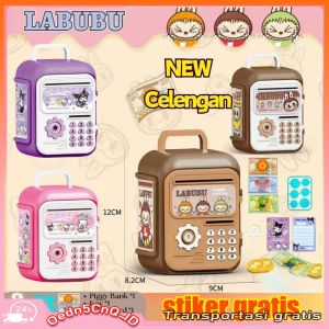 **【Stiker Gratis】COD Labubu Celengan Koin Bentuk Rumah Kartun Lucu Untuk Anak/Kuromi Bahan yang sehat ramah anak**