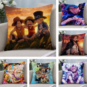 Bandai | One Piece Kozuki Oden Anime Plush Pillow Cover Soft Short Plush Cushion Cover For Sofa Bedroom Home Decor Gift Decoration