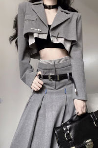 Socialite Fried Street Preppy Style Suit Female Fall and Winter Small Short Suit Outwear Woolen Skirt Two-piece Set Tide