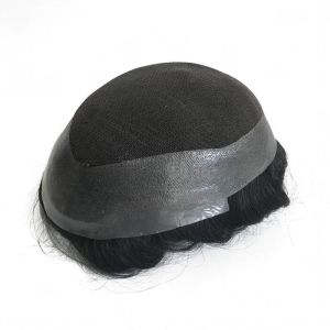 Australia French Lace with 1 1/4" Polyskin in Perimeter Men Toupee Hair Replacement Human Hair System for Men Natural Looking Wig