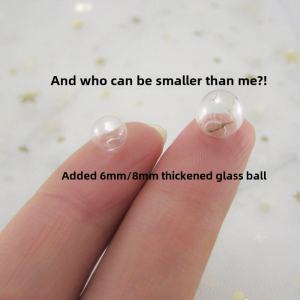6/8mm Mini Transparent Thickened Single Hole Glass Ball Cover DIY Ear Stud Accessories Handmade Material Fetal Hair Pendant Hollow
