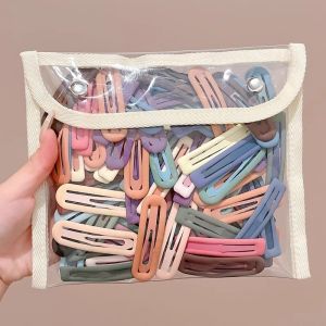 ชุดกิ๊บติดผมโลหะสีสันสดใสสไตล์เกาหลีสำหรับผู้หญิง คลิปผมยาวเรียบง่าย คลิปหน้าม้า คลิป Bb กิ๊บติดผม ปิ่นปักผม