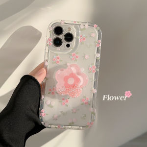 Drip Love Studio Sandflowering Phone Case Stand Compatible with 11 12 13 14 pro Max Transparent Design Korean Style Digital Accessory