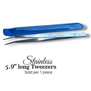 1pc. 5.9” Long Stainless Tone Bent Curved Tip Tweezers Forceps Plier Hand Tool Sewing Accessory by TelamartPh