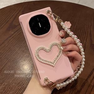 เคสโทรศัพท์มือถือแบบพับได้บางเฉียบสำหรับผู้หญิง ดีไซน์รูปหัวใจสีชมพู ปกป้องจากรอยขีดข่วนและตกหล่น ดีไซน์เรียบง่าย สไตล์ INS