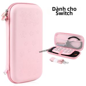 Túi Đựng Chống Thấm Nước Bằng PU Hình Hoa Anh Đào Màu Hồng Cho Switch OLED Hộp Đựng Di Động Có Thiết Kế Hình Hoa Anh Đào Màu Hồng