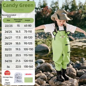 All-Weather Waterproof Rain Overalls Integrated Boots for Children