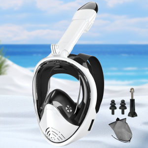 Full Face Snorkel Mask Wide View Anti-Fog Anti-Leak with Detachable Camera Mount Snorkeling Swimming Diving Mask for Adult Youth