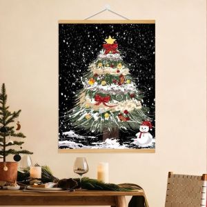VIKAMA Cây Giáng Sinh Người Tuyết Treo Tường Thảm Giáng Sinh Vui Vẻ Màu Đỏ Trang Trí Lễ Hội Cho Phòng Khách Phòng Ngủ Ký Túc Xá Polyester In Quà Tặng