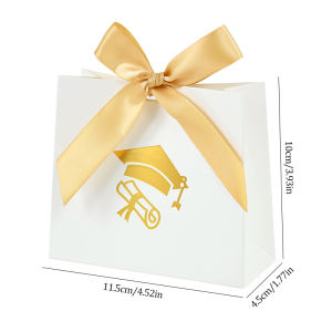 10Pcs Congrats Gard Tassel Bachelor Hat Chocolate Candy Box Gift Packaging Box for 2024 Graduation Season Birthday Party Decor
