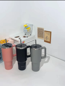 DILLER 1300ml Insulated Tumbler with Handle & Straw | Hot & Cold Stainless Steel Travel Mug | SUS304 | 2-Way Drink Cup