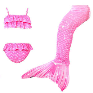 New Kids Girls Mermaid tail with Monofin Swimsuit The Little Memaid Bikini Bathing Suit Children Halloween Costumes