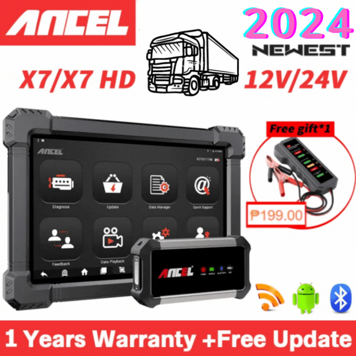 【Local Delivery】Ancel X7 HD Heavy Duty Truck Scanner 12V/24V HOBD