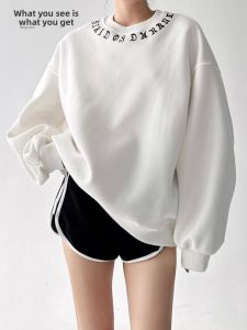 MUYUZI | Oversized Long Sleeve Women T-Shirt Sweater Loose Fit Round Neck
