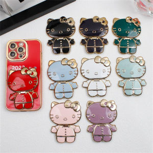 ULEEK  Kawaii Hello Kitty Sanrio Mobile Phone Holder Anime Figure Back Foldable Cartoon Rotatable Makeup Mirror Ins Style Birthday Gift