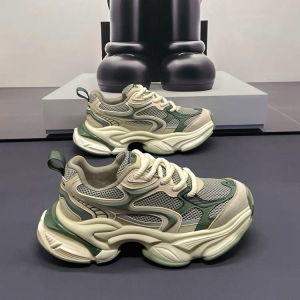 Hong Kong Style Mens Shoes 2025 New Autumn Mesh Breathable Versatile Casual Sports Youth Thick Bottom Heightening Dad Shoes