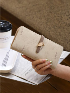 Elegant Long Leaf Pattern Womens Wallet Large Capacity Handheld Bag Stylish Card Holder Compact Design Quality PU Leather
