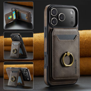 szhaiyu | For Magsafe Magnetic Ring Holder Leather Detachable Card Holder Case For iPhone 18 17 16 15 14 13 12 Pro Max Plus 17Air 17E 16E