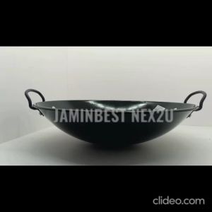 Tradisional Old Style Double Handle Enamel Wok/Iron Wok/Chinese Wok/Cast Iron Wok/Stir-Fry Wok/Kuali Hitam/Kwali Hitam 34cm