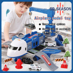Large Storage Transformer Airplane Toy with Sounds Lights with 3 Cars 11 Road Signs 3 Years Toys