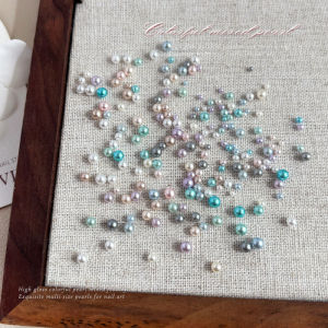 Colorful Highlighted round Pearl Nail Decorations Different Sizes Mixed 3D Pure White Pink Blue Purple Nail Beads Accessories