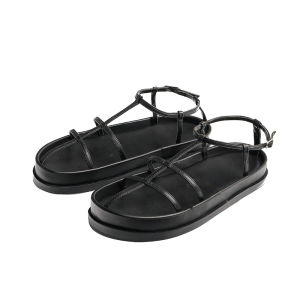 White Thick Heel Roman Sandals Womens 2025 New Summer Fairy Style French Small Audience Knot Thin Strap Beach Flat Shoes