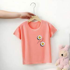 Kaos oblong anak perempuan gambar bunga usia 2-10thn atasan lengan pendek anak cewek
