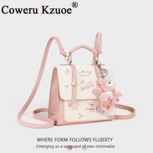 Embroidered Color-blocked College Style Backpack
