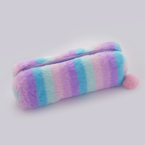 Colorful Striped Pencil Case Cute Rainbow Colors Portable Storage Bag for Study and Office Girls Gift Stationery Organizer