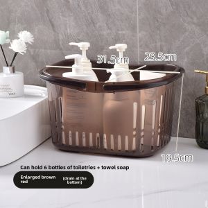 Large Bath Basket Handheld Bathroom Storage Basket Korean Style Bath Accessories Shower Caddy Storage Organizer Plastic Material