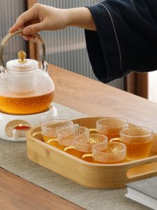 Glass Tea Pot Set for Afternoon Tea Flower Tea Candle Heating Insulation Tea Stove Beauty Salon Tea Making Kit Chinese Style