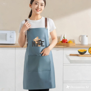 ALENADAY Apron Celemek Dapur Masak Anti Air Waterproof Noda Minyak Pria Wanita Motif Beruang CLM03