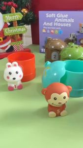 Hộp đồ chơi múa rối bằng nhựa hình các con thù đáng yêu kèm ngôi nhà cho từng con