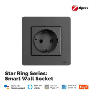 MOES | MOES Tuya ZigBee Smart Socket EU Wall Embedded Outlet Energy Monitor Indicator App Remote Control Voice Cotrol Alexa Google Home