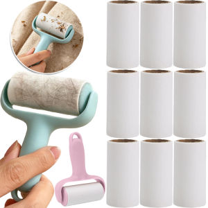 Sticky Roller Set / Pet Hair Fur Remover Roller / Tearable Adhesive Clothes Lint Brush / Replaceable Paper