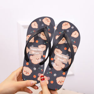 รองเท้าแตะส้นแบนผู้หญิงฤดูร้อน รองเท้าแตะชายหาดกันลื่น สไตล์หวาน รองเท้าแตะ PU รองเท้าแตะ PVC สวมใส่สบาย