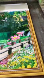 Gạch tranh 3D in hoa mai vàng