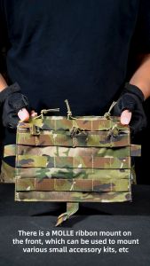 IDOGEAR Tactical MOLLE Detachable Front Flap for AVS JPC2.0 Vest Panel TRI Pouch with Inside Triple Mag Pouch Vest Front Panel 3579