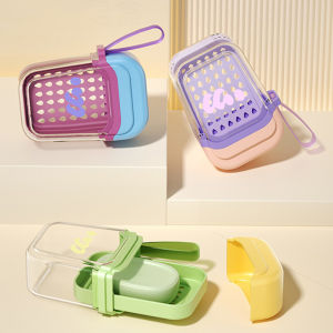1PCS New Portable Soap Box Travel Mini Soap Box Sealed Drain With Lid Soap Box Transparent Light Luxury High-end