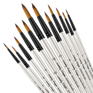 Lonely Finger | 12pcs Filbert Paint Brushes Professional Nylon Hair Fine Tip Paint Brush Set Artist Acrylic Brush for Acrylic Watercolor Oil